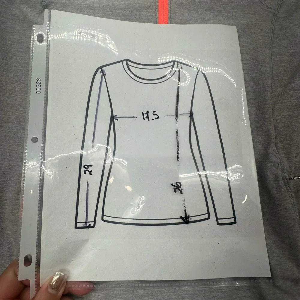 Lululemon Grey Heather Neon Orange Quarter Zip Pullover Thumbholes‎ Size 6